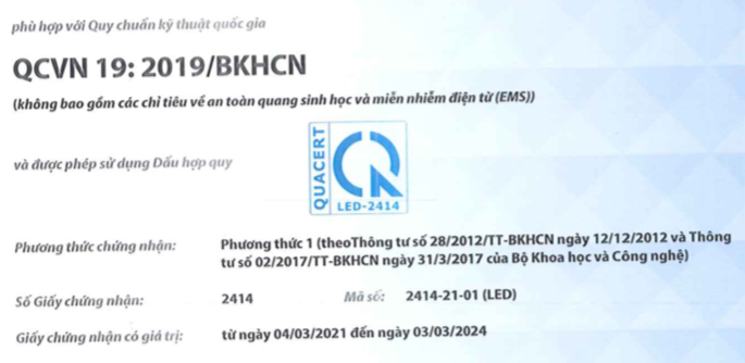 Dịch vụ hợp quy đèn led chiếu sáng QCVN 19:2019 BKHCN