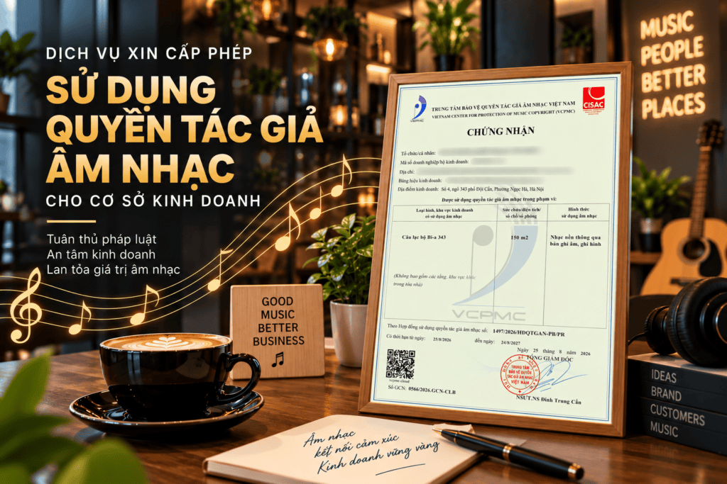 Dịch vụ xin cấp phép sử dụng quyền tác giả âm nhạc cho cơ sở kinh doanh